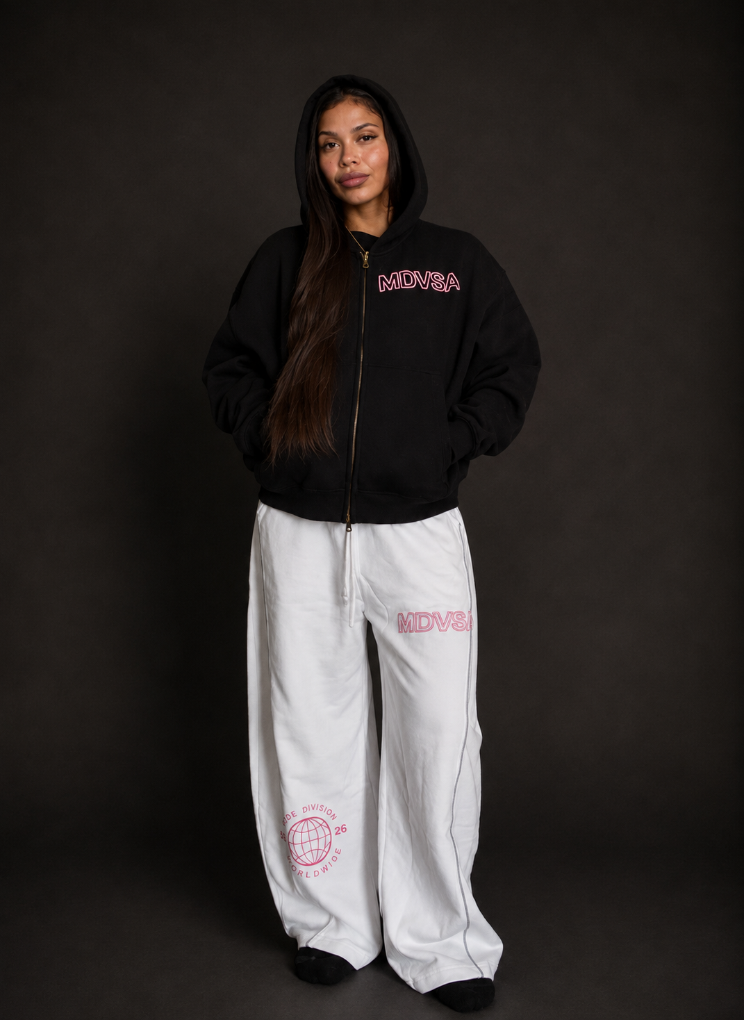 MDVSA DADE DIVISION // WORLDWIDE ZIP HOODIE | Neon Pink
