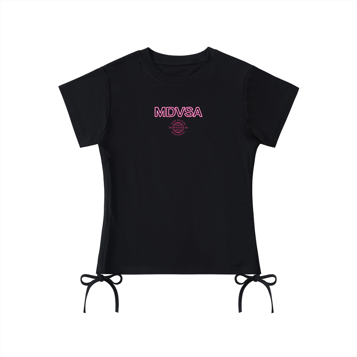 MDVSA Cinched Baby Tee | Neon Pink